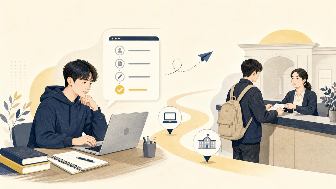 노트북으로 수능 원서를 미리 입력한 뒤 학교 접수 창구에서 서류를 확인받는 학생
